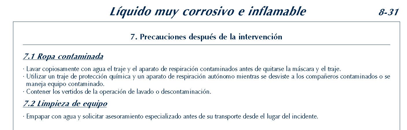 332 FICHA 8-31 LIQUIDO MUY CORROSIVO INFLAMABLE FICHAS EMERGENCIA